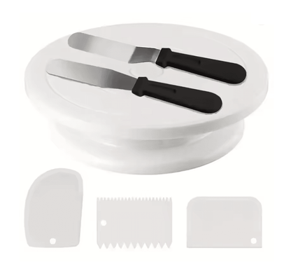BakeEase 6 Piece Cake Turntable And Decorating Kit For Effortless Frosting And Design 4