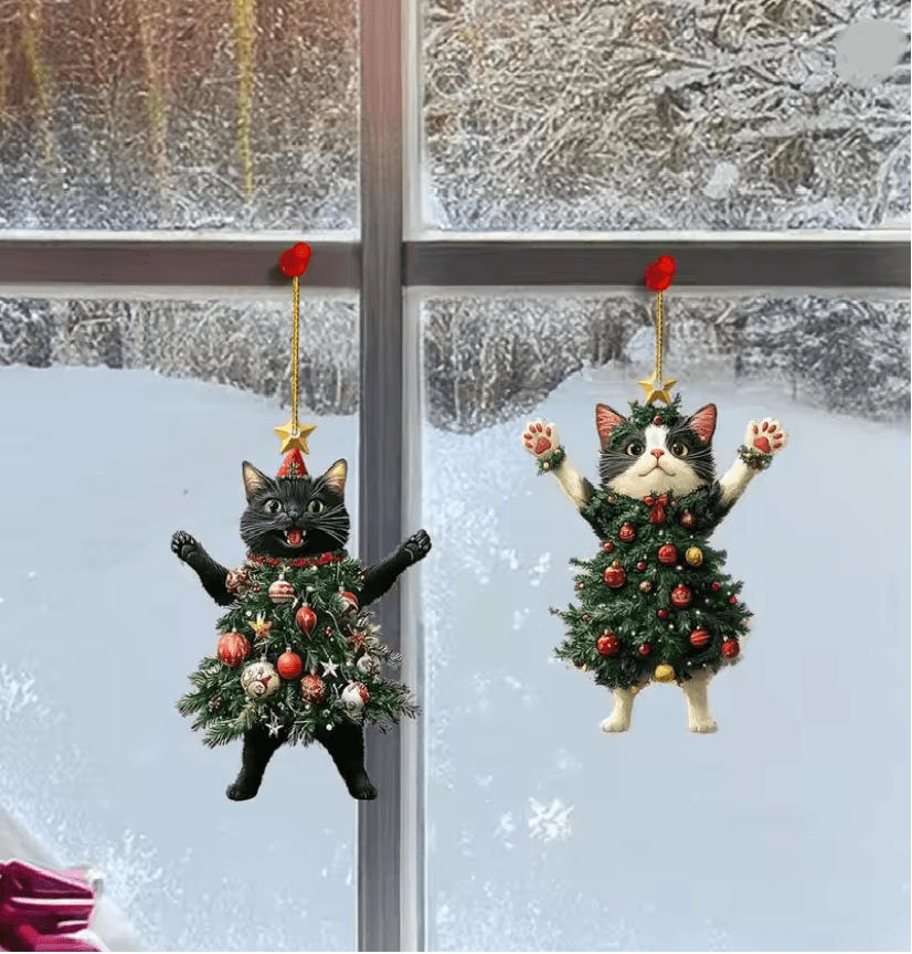 PurrJoy Christmas Cat Ornament For Tree Car And Holiday Decor 1