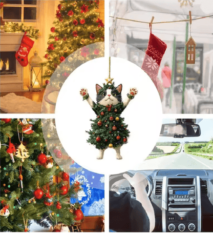 PurrJoy Christmas Cat Ornament For Tree Car And Holiday Decor 3