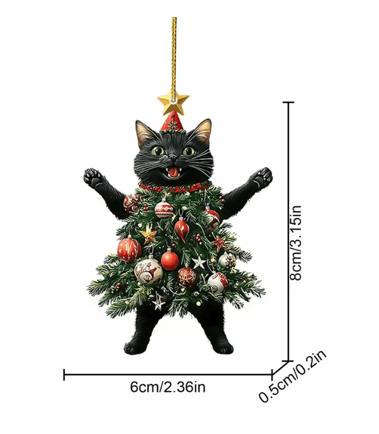 PurrJoy Christmas Cat Ornament For Tree Car And Holiday Decor 4
