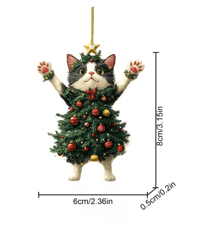 PurrJoy Christmas Cat Ornament For Tree Car And Holiday Decor 5