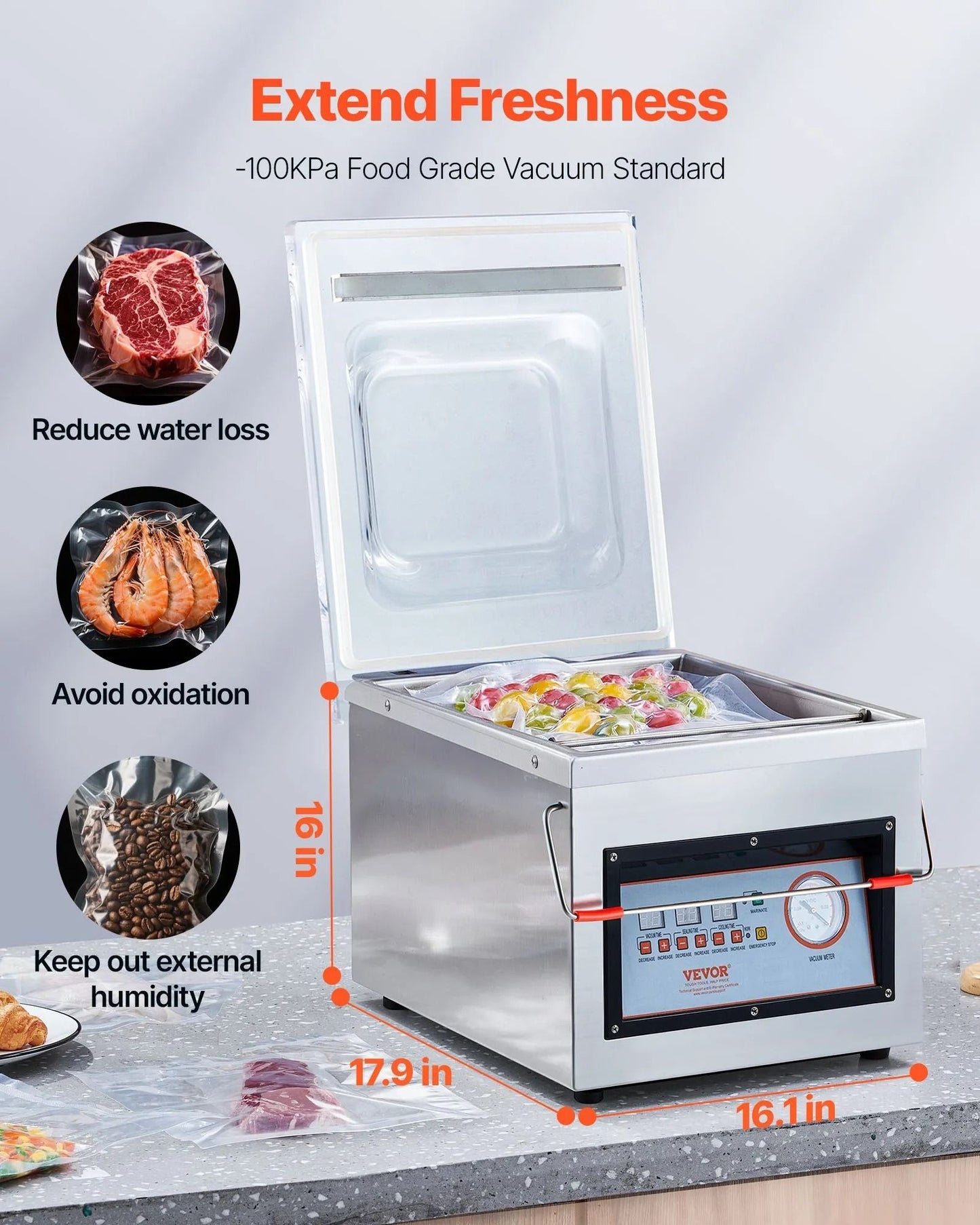 Chamber Vacuum Sealer Compact Food Packing Machine For Meats Marinades And Wet Foods Professional V 5