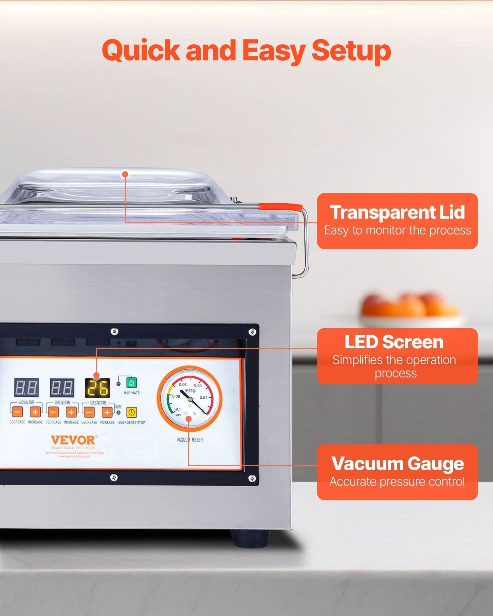 Chamber Vacuum Sealer Compact Food Packing Machine For Meats Marinades And Wet Foods Professional V 4