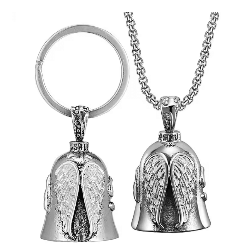 RideGuard Stainless Steel Motorcycle Guardian Bell with Keyring and Chain