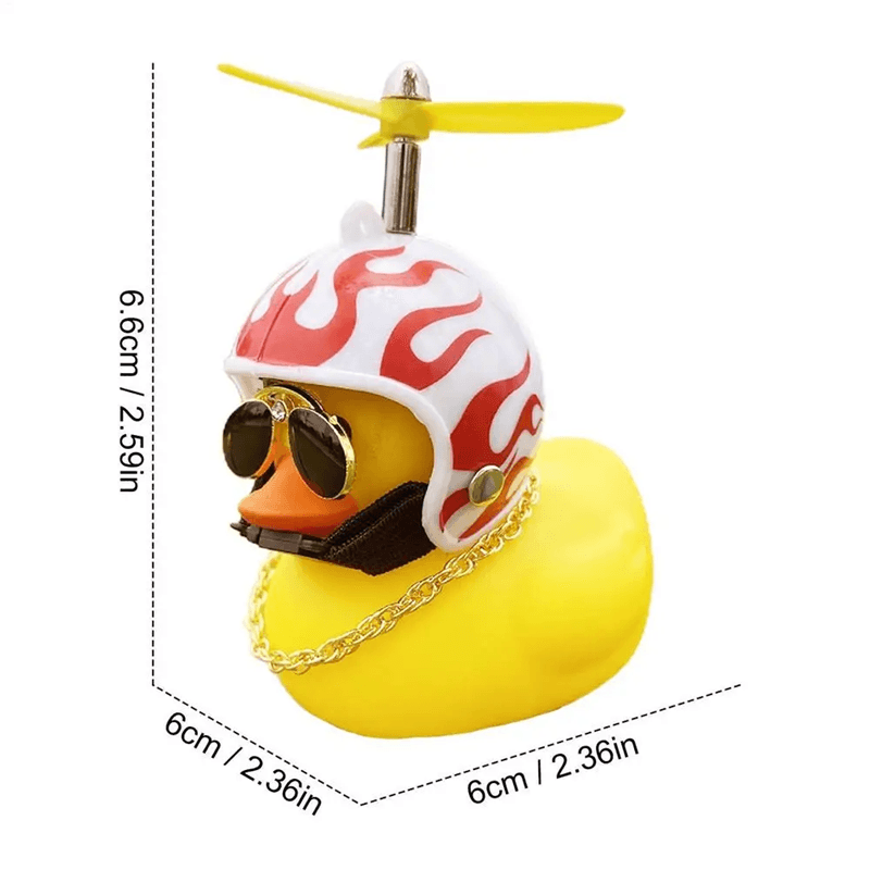 TurboDuck Rubber Wind Duck Car And Motorcycle Dashboard Ornament With Helmet And Propeller 7