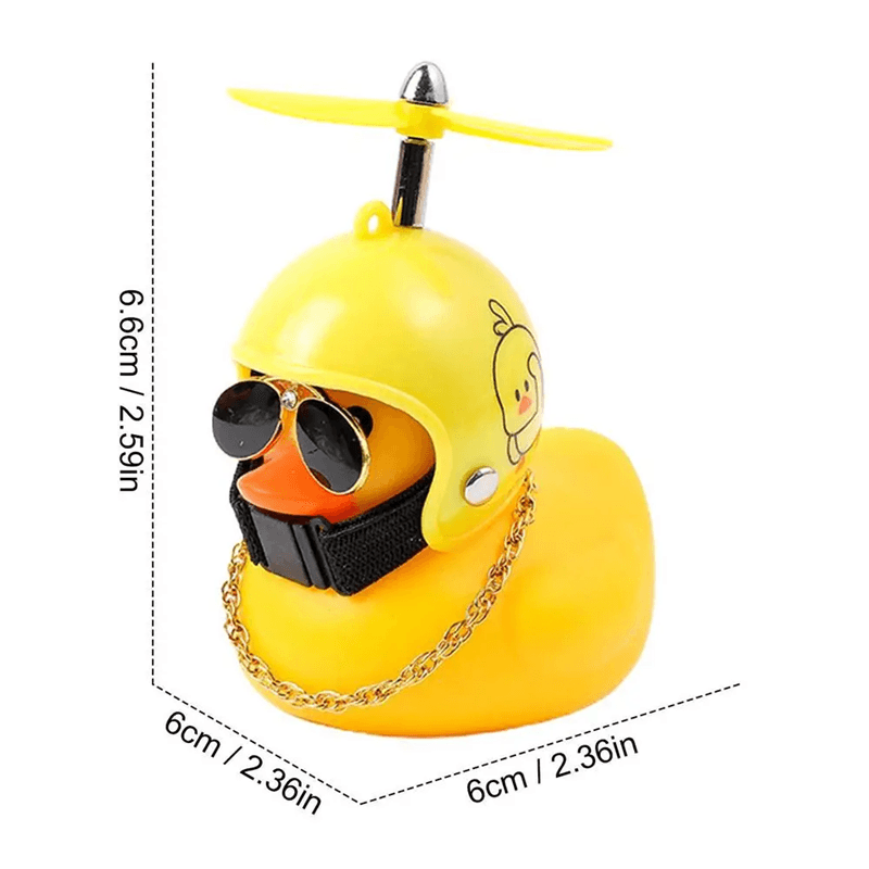TurboDuck Rubber Wind Duck Car And Motorcycle Dashboard Ornament With Helmet And Propeller 3