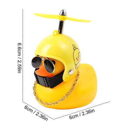 TurboDuck Rubber Wind Duck Car And Motorcycle Dashboard Ornament With Helmet And Propeller 3