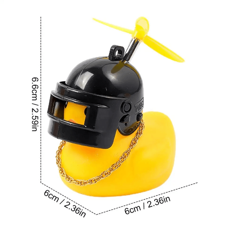 TurboDuck Rubber Wind Duck Car And Motorcycle Dashboard Ornament With Helmet And Propeller 6