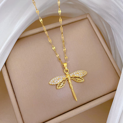 Shiny Zircon Geometric Heart, Necklace For Women, Classic Gold Color Stainless, Pendant Necklaces, Jewelry Gift