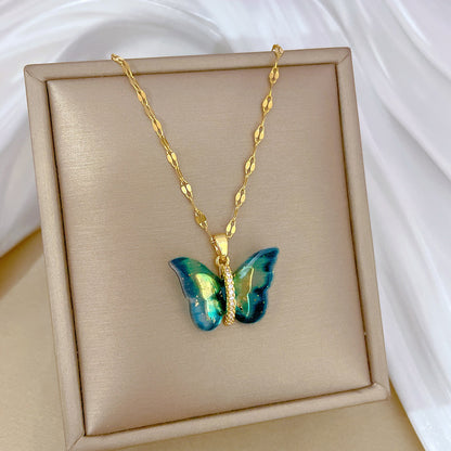 Shiny Zircon Geometric Heart, Necklace For Women, Classic Gold Color Stainless, Pendant Necklaces, Jewelry Gift