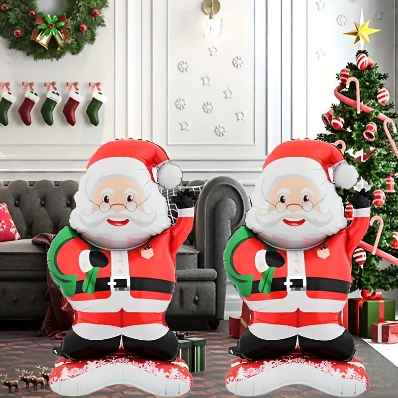 Tall Christmas Party Decor, Extra Large Santa Claus Foil Balloon Decoration, Santa in Red Suit and Green Accents