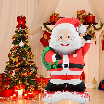 Tall Christmas Party Decor Extra Large Santa Claus Foil Balloon Decoration Santa In Red Suit And Gr 2