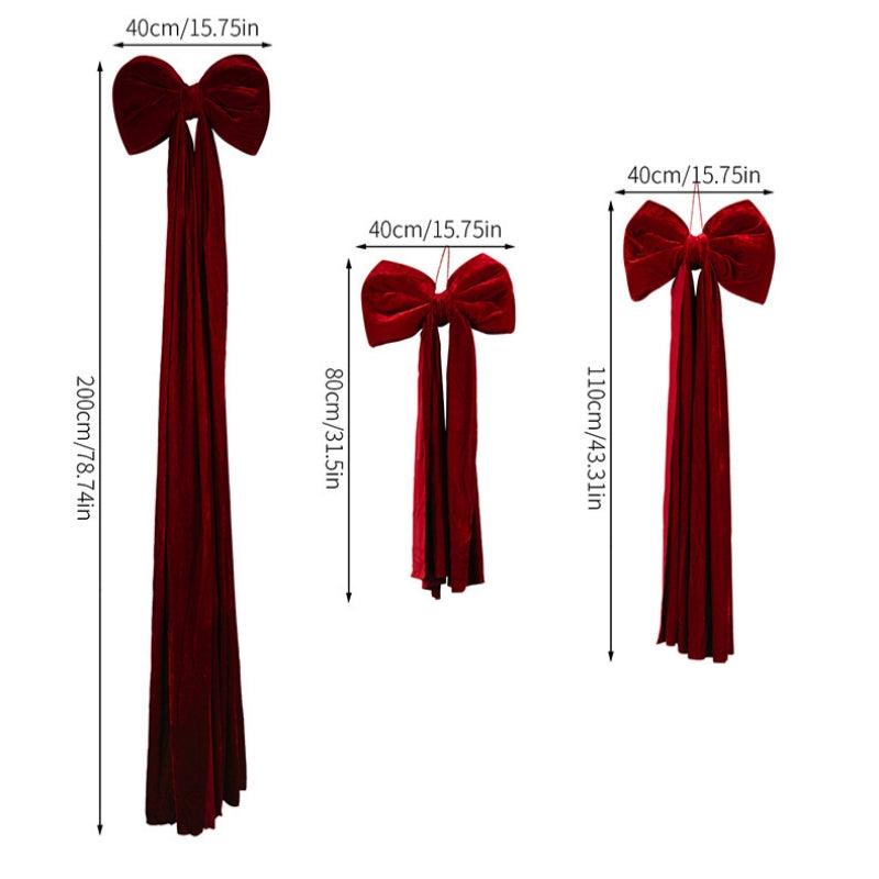 Christmas Tree Decoration, Large Wine Red Bow Pendant, Non Fallen Elegant Bow for Festive Holiday Decor