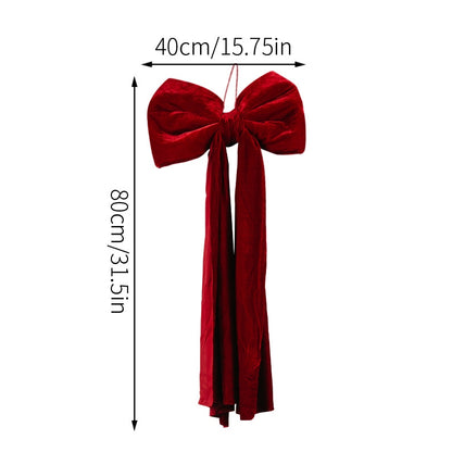 Christmas Tree Decoration, Large Wine Red Bow Pendant, Non Fallen Elegant Bow for Festive Holiday Decor