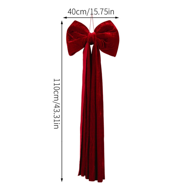 Christmas Tree Decoration, Large Wine Red Bow Pendant, Non Fallen Elegant Bow for Festive Holiday Decor
