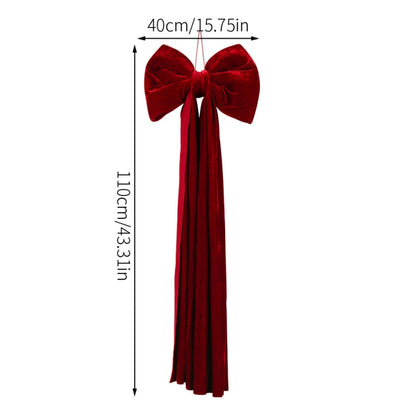 Christmas Tree Decoration, Large Wine Red Bow Pendant, Non Fallen Elegant Bow for Festive Holiday Decor