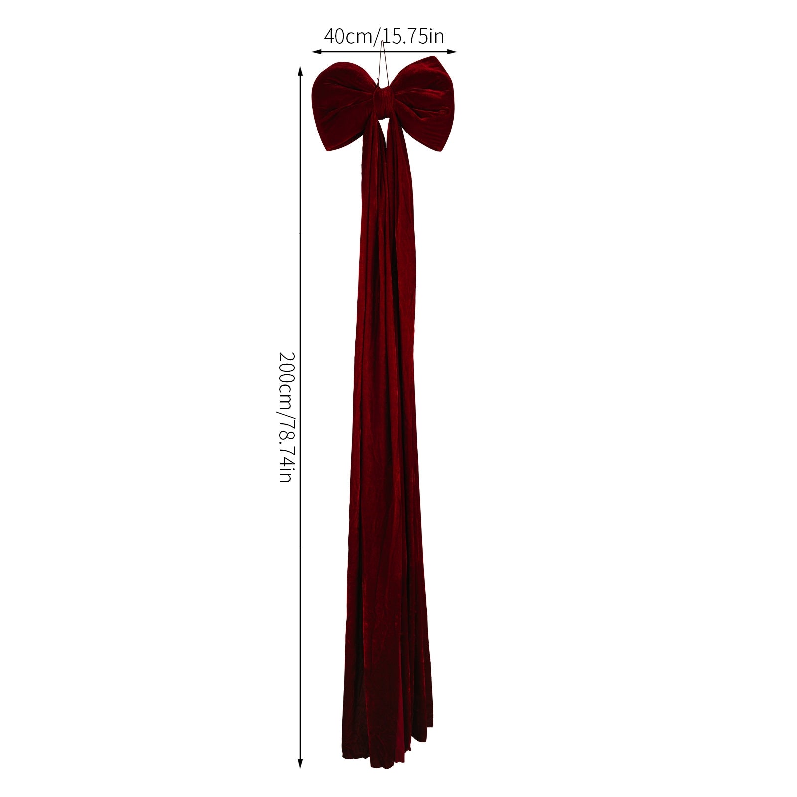 Christmas Tree Decoration, Large Wine Red Bow Pendant, Non Fallen Elegant Bow for Festive Holiday Decor