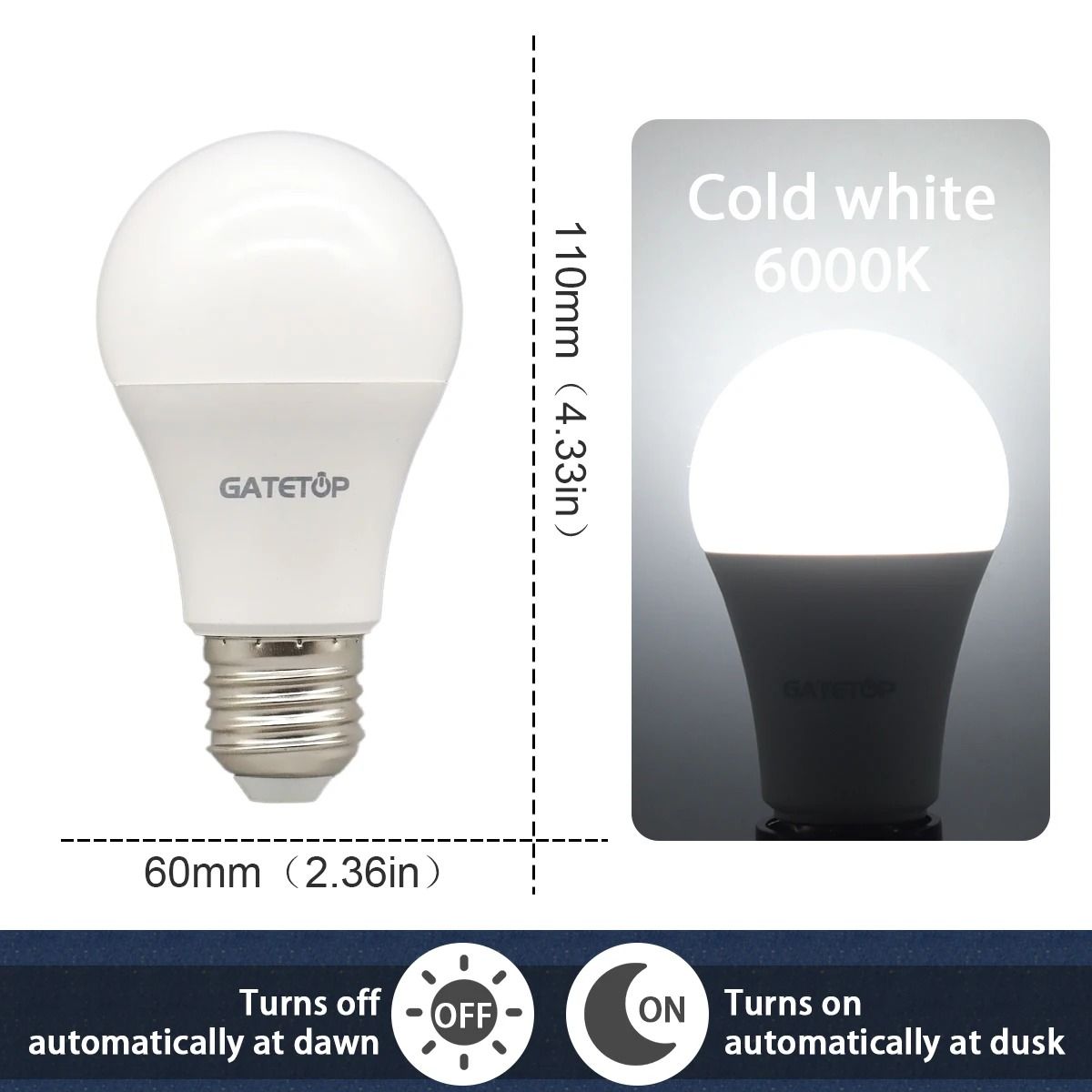 Dusk To Dawn Light Sensor Bulb 10W 110V220V Automatic LED For Garage And Outdoor Use 6