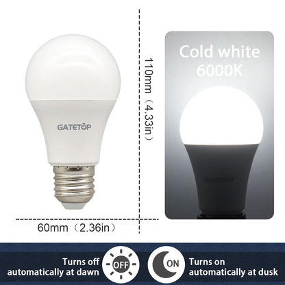 Dusk To Dawn Light Sensor Bulb 10W 110V220V Automatic LED For Garage And Outdoor Use 6