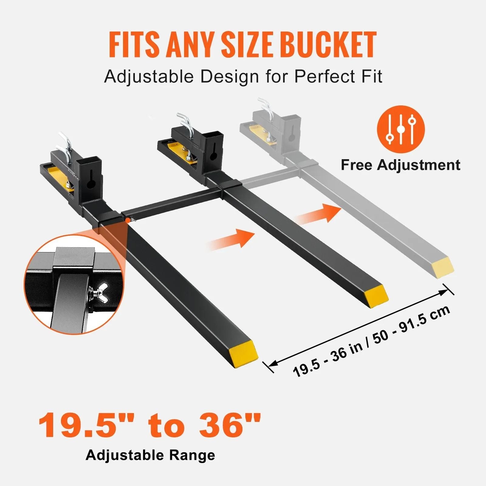 Heavy Duty Pallet Forks Clamp On Tractor Bucket Forks 60 Inch Adjustable Stabilizer Bar For Loader  4