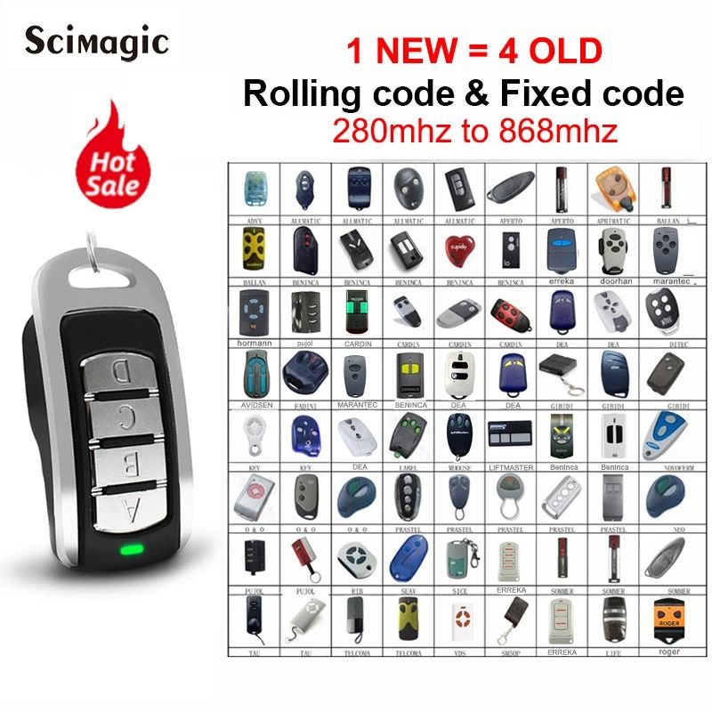 4in1 MultiFrequency Garage Remote Clone 287868MHz 4Button 3