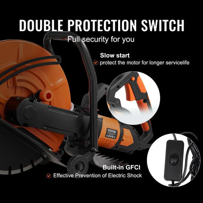 Electric Concrete Saw Wet Dry Circular Cutter With Pump And Blade Max Adjustable Depth For Cutting  4