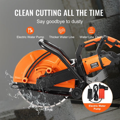 Electric Concrete Saw Wet Dry Circular Cutter With Pump And Blade Max Adjustable Depth For Cutting  2