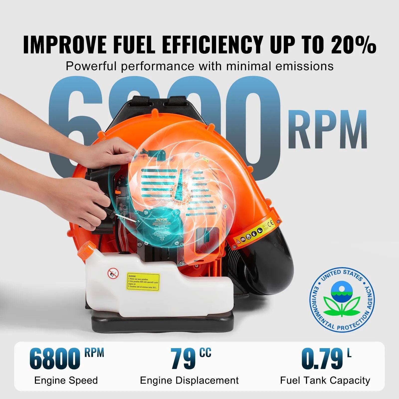Cycle Gas Leaf Blower Backpack MPH Powerful Air Volume Tank Ideal For Lawn Care Snow Removal And Ya 2