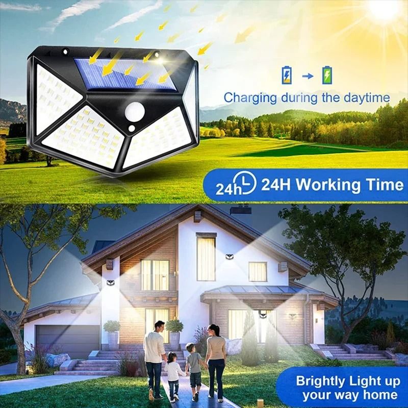 100 LED Wall Light Outdoor Solar Motion Sensor Street Lamp 3