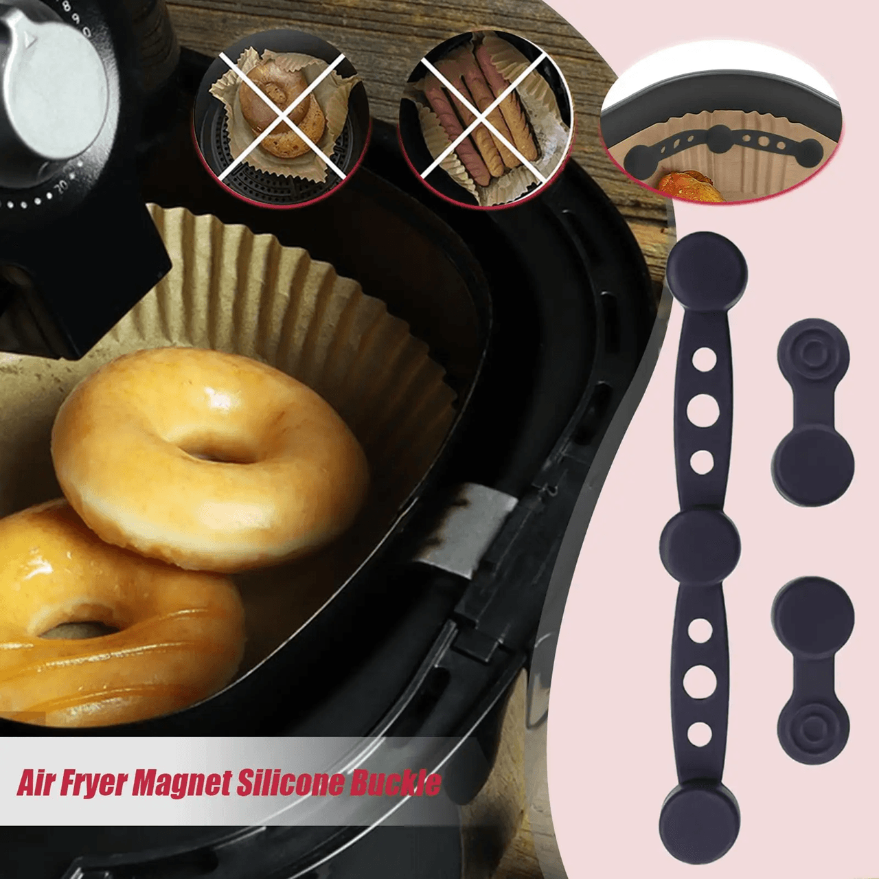 AirFryer SecureMag Parchment Paper Holder Set Magnetic Liner Buckles for Air Fryer Accessories