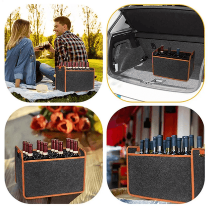 TravelBottle Felt 12Compartment Carrier Tote Portable Wine Bottle Tote Bag For Travel Picnic Weddin 1