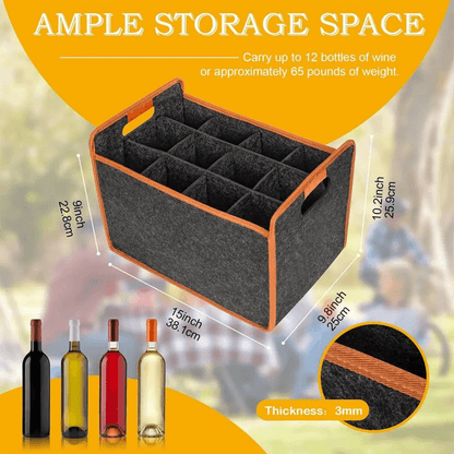 TravelBottle Felt 12-Compartment Carrier Tote Portable Wine Bottle Tote Bag for Travel Picnic Wedding