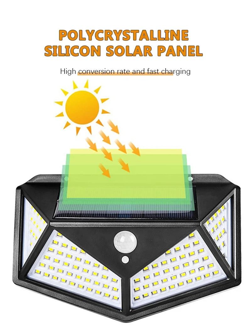Solar Wall Light Outdoor Motion Sensor 100 LED 4