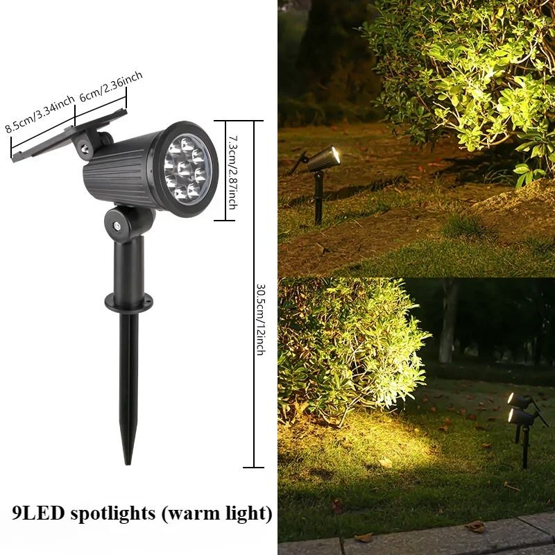 Solar Garden Spotlight Outdoor Waterproof 9 LED 6