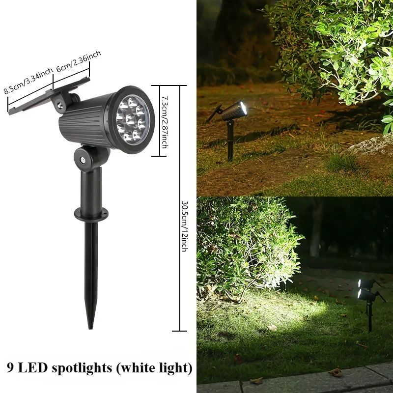 Solar Garden Spotlight Outdoor Waterproof 9 LED 7