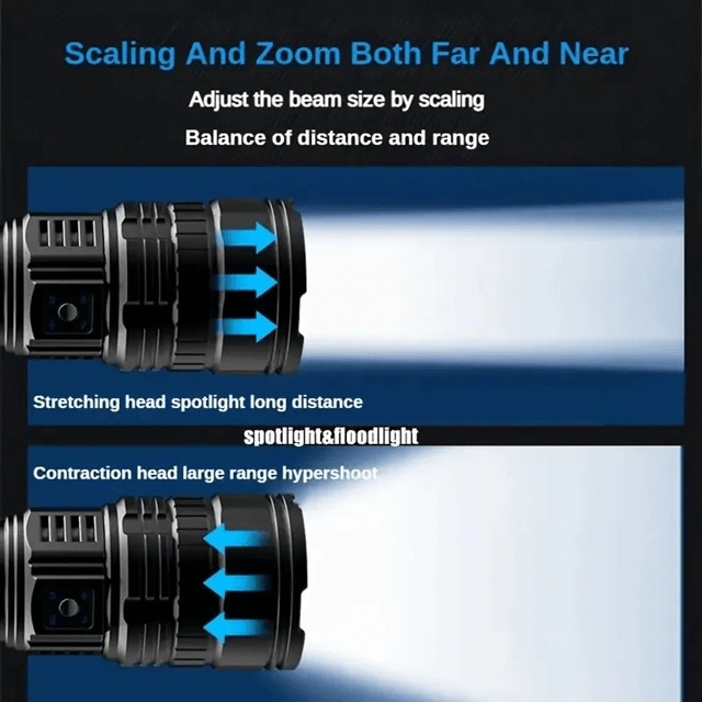 TitanBeam 10000W Rechargeable LED Tactical Flashlight  Long Range Emergency Spotlight Torch 2