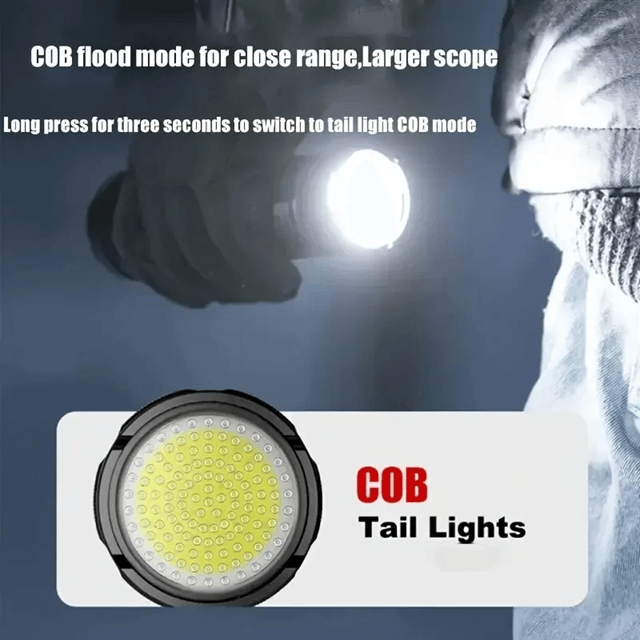 TitanBeam 10000W Rechargeable LED Tactical Flashlight – Long Range Emergency Spotlight Torch