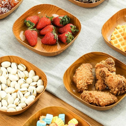 Japanese Style Plastic Dish Set 10 Pieces Imitation Wood Grain Fruit Bowls 2