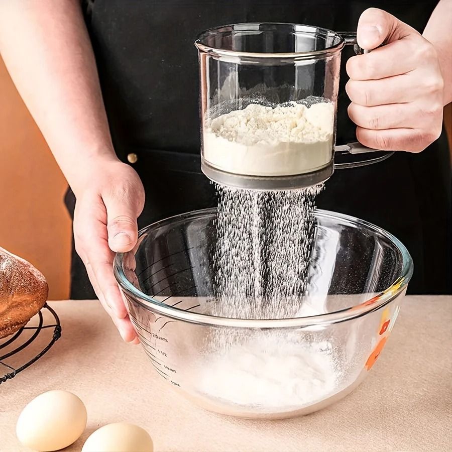 Semi Automatic Flour Sifter Hand Press Transparent Baking Tool 2