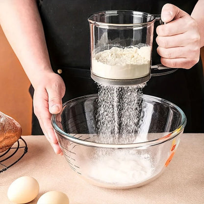 Semi Automatic Flour Sifter Hand Press Transparent Baking Tool 2