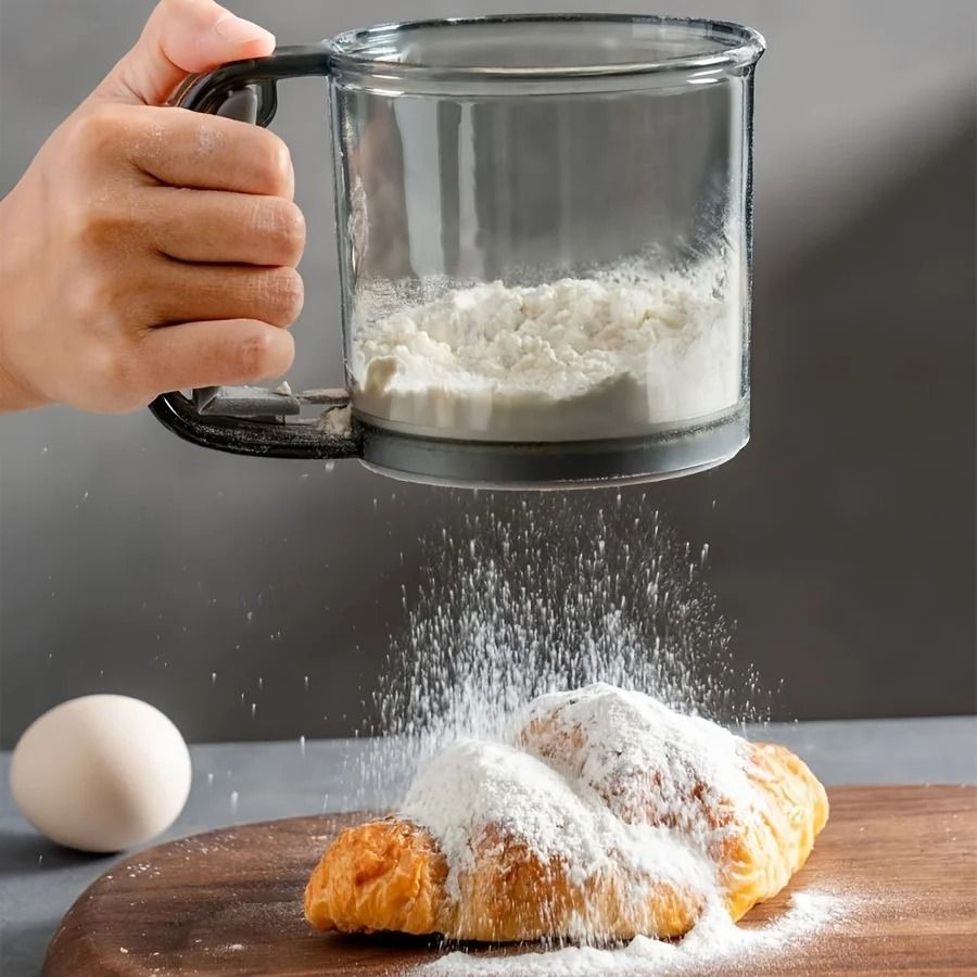 Semi Automatic Flour Sifter Hand Press Transparent Baking Tool 3