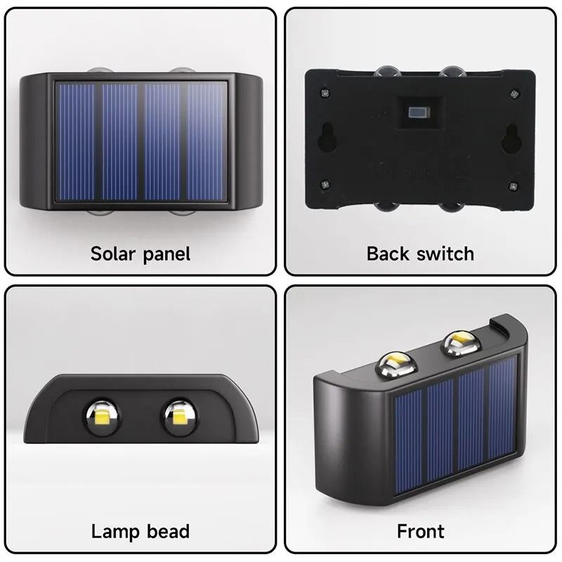 Solar Wall Lamp Outdoor Waterproof Warm Light 4