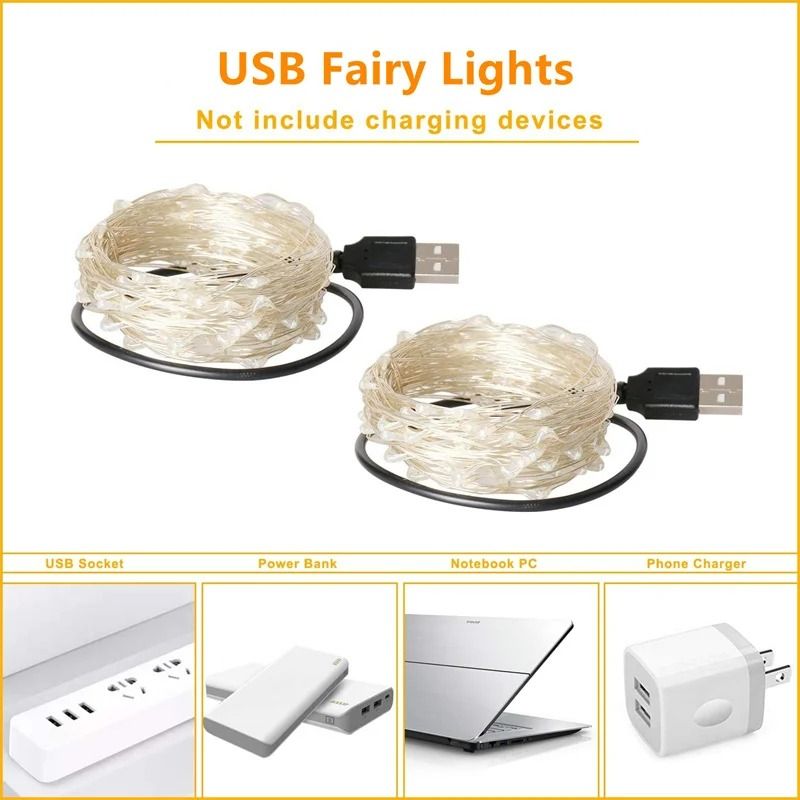 USB LED Fairy Lights Copper Wire String Light 2