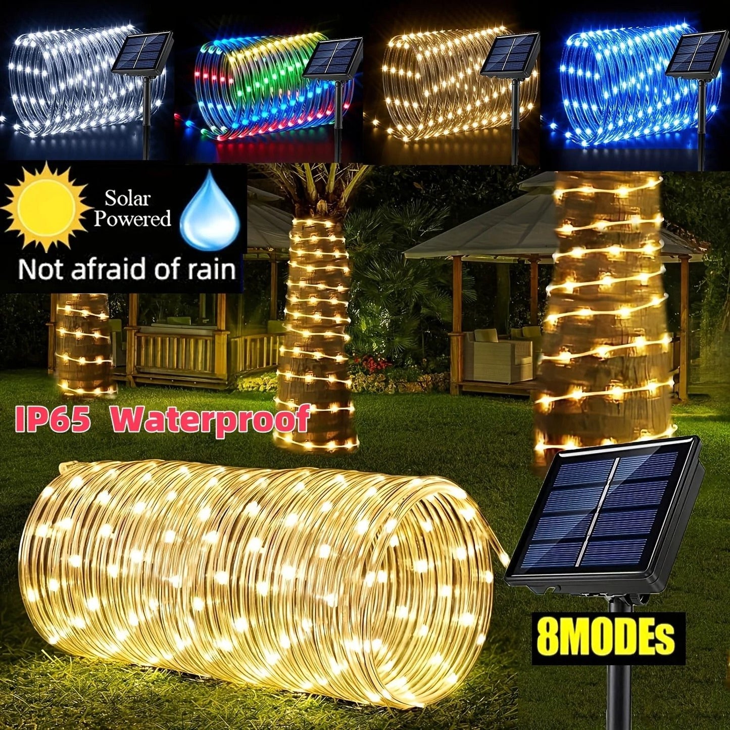 Solar Powered LED String Lights Outdoor Fairy Lights