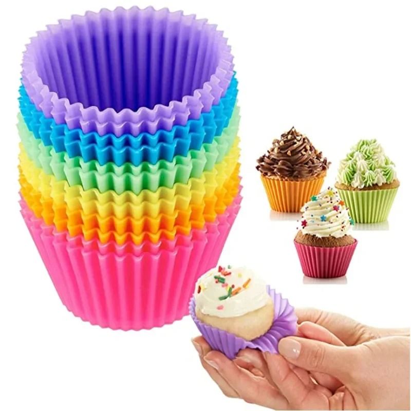 Silicone Cupcake Baking Mold Set 12 Pieces Reusable Muffin Cups