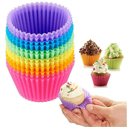 Silicone Cupcake Baking Mold Set 12 Pieces Reusable Muffin Cups