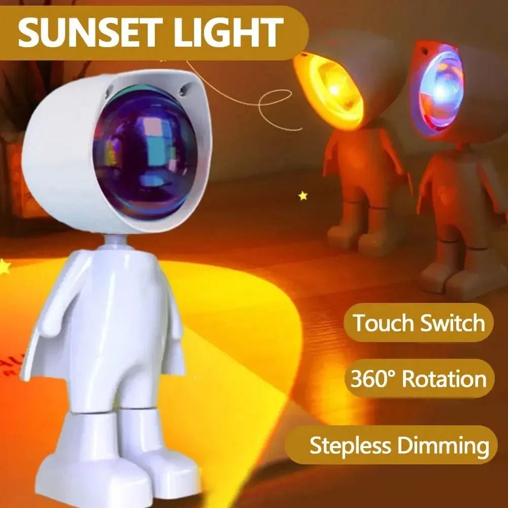 Rechargeable Astronaut Projection Lamp LED Rainbow Sunset Night Light 4