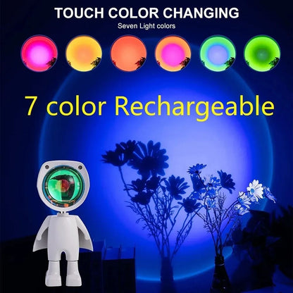Rechargeable Astronaut Projection Lamp LED Rainbow Sunset Night Light 7