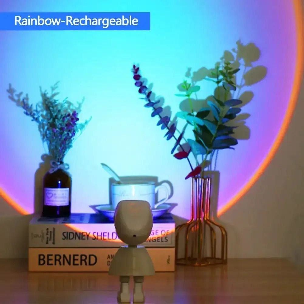 Rechargeable Astronaut Projection Lamp LED Rainbow Sunset Night Light 8