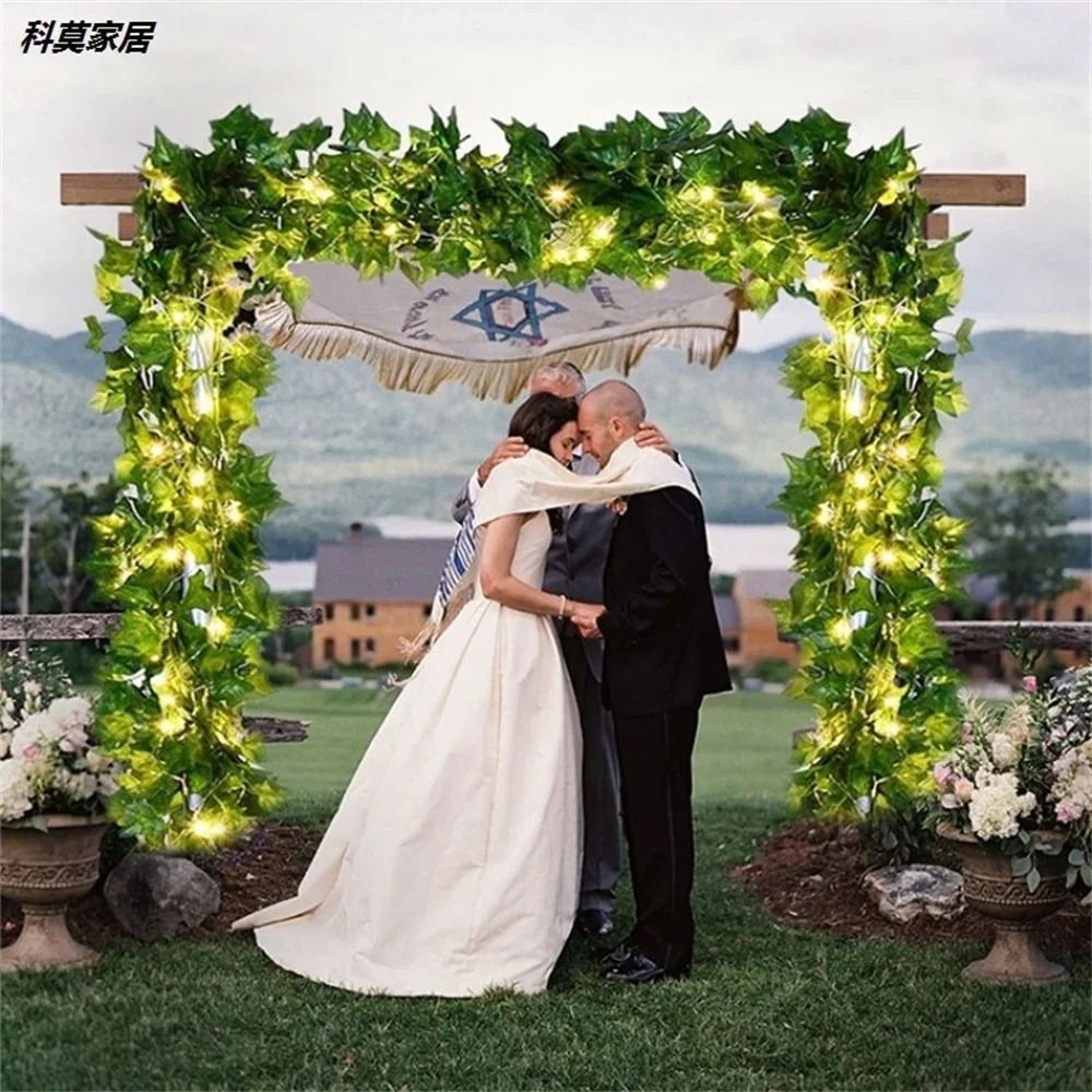 Green Leaf String Light Artificial Vine Battery Powered Decorative Light 2